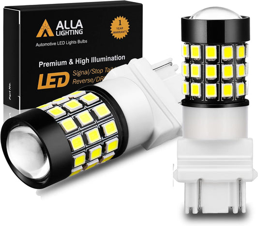 Alla Lighting New Upgrade T25 3156 3157 LED Bulb,6000K White Backup Reverse Light,Turn Signal Brake Taillight,DRL Super Bright 4114 3057 4157 3457 4055 7 Replace 7 7 Suitable for Motorcycle、Car、Truck
